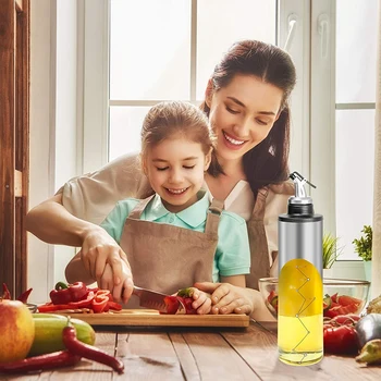 22 Oz/650Ml Glas Olivenolie pumpeflasken, Kapacitet Olie & Eddike Cruet Klart Glas Dispenser Flaske Olie Container
