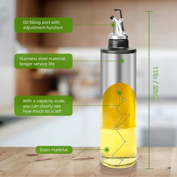 22 Oz/650Ml Glas Olivenolie pumpeflasken, Kapacitet Olie & Eddike Cruet Klart Glas Dispenser Flaske Olie Container