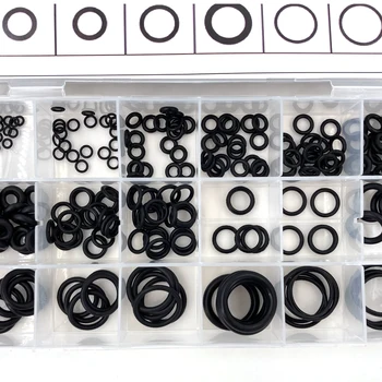 225 Stk/masse Sort Gummi O-Ring Sortiment Skive Pakning, Tætning O-Ring Kit 18 Størrelser med Plastik Boks Gummi Plug Silicium Ring