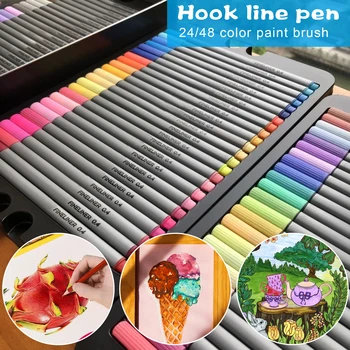 24/48Pcs Fineliner Penne Sæt Fine stregtegning Pen Fine Punkt Markører til Farvelægning Bøger Tegning Kunst Projekter, Nye Ankomst