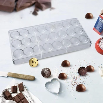 24 Huller Semi Sfære Chokolade Mould Polycarbonat Chokolade Bar Formhalvdel Bolden Candy Maker Skimmel Bageforme