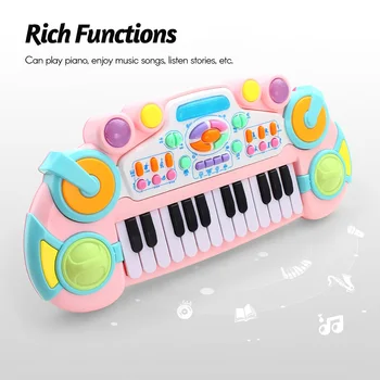 24 Nøgler Kids Elektroniske Klaver Keyboard Musik Uddannelse Legetøj med Farverige Lys for Børn Kid Barn(Tilfældig Farve Levering)