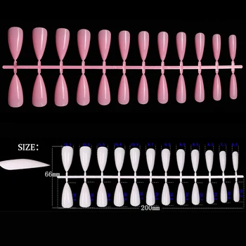24 Stk Mandel Plast Neglelak Belægning Falske Negle Fuld Dækning Mode Pink Blå Tryk På Nail Tips Manicure Værktøjer Nail Art