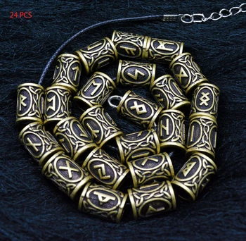 24 Stykke Viking Perler med Rune for Hår Skæg Perle Paracord Nordiske DIY-Antique-Bracelet Hår Skæg smykkefremstilling