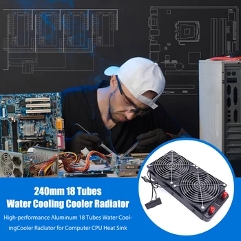240mm Water Cooling Køler 18-Rør af Aluminium Heatsink CPU Køling Dual Fan Varmeveksler Radiator Til PC