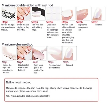 24pcs kunstige negle med lim Pearl Halo farvning flytbare Manicure patch Falske negle