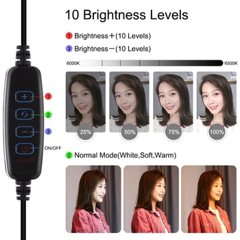 26/30cm Dæmpbar LED Selfie Ring Fyld Lys Med Mystiker Phone Clip Til Makeup , Youtube Video Produktion , Live Video Streaming