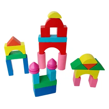 26-50stk/set Kid Træ-Mini Slot Bygning Mursten Blokke Geometriske Form, Pædagogisk Legetøj Samlet Spillet Miljø-Venligt