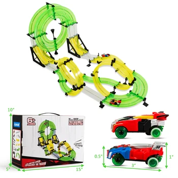 28.5 ft 3D Børn Toy RC Jernbane Spor Sæt legerum Bil Race Track Speed Booster