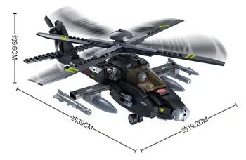 293Pcs Militære Sort AH-64 Værktøj Helikopter ARMY Model byggesten Sæt Soldater, Fly Mursten Pædagogisk Legetøj Børn