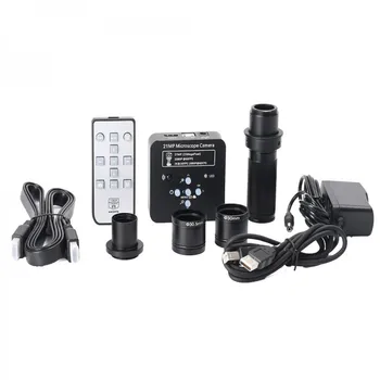 2K 1080P 60FPS 21MP USB-Industrielle Mikroskop-Kamera Kit med 120X Zoom Lens Adapter Ringe