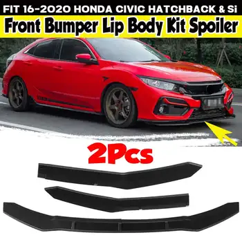 2STK Bil Forreste Kofanger Splitter Læbe Diffuser Spoiler Dække Body Kit Deflektor Læber Til For Honda Civic Hatchback & Si 2016-2020