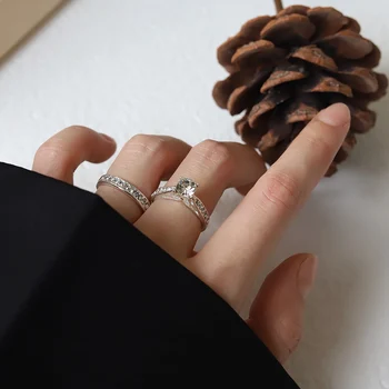 2stk Brude Sæt Elegante Ringe til Kvinder, Bryllup, Engagement, Mode Smykker med Fuld Skinnende Zircon Kvindelige Ring Gave