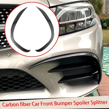 2stk Carbon Fiber Bil Forreste Kofanger, Spoiler Splitter Dækning for Mercedes-Benz C-Klasse C200 C260 W205 2019+