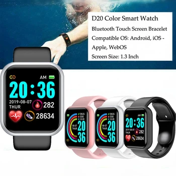 2STK D20 Smart Ur Fitness Tracker Blodtryk Smartwatches Vandtæt pulsmåler Blueteeth Smart Armbåndsur