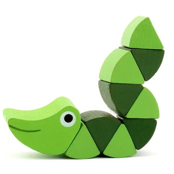 2STK Intelligens Udvikle sig, Farve, Træ-Baby Legetøj Omstilles Caterpillar Varm Farverige Tidlig Pædagogisk DIY-Toy