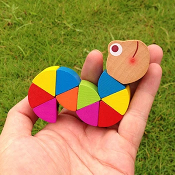 2STK Intelligens Udvikle sig, Farve, Træ-Baby Legetøj Omstilles Caterpillar Varm Farverige Tidlig Pædagogisk DIY-Toy