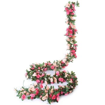 2stk Kunstig Rose Blomst Blomster Falske Vin Hængende Garland Party Brylluppet Indretning