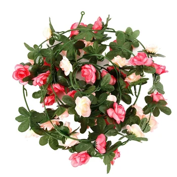 2stk Kunstig Rose Blomst Blomster Falske Vin Hængende Garland Party Brylluppet Indretning