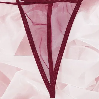 2stk Kvinder Undertøj, der Passer Sexet Store Off-Shoulder Antyder Perspektiv Mesh Afgrøde Top Tie-Talje g-streng Undertøj Til Mujer