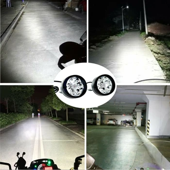 2stk Motorcykel Tåge Forlygter nærlys / fjernlys 6 LED Arbejder Spot Light Fog Lamp Scootere Spotlight Motorcykel Side Spejl T3EF