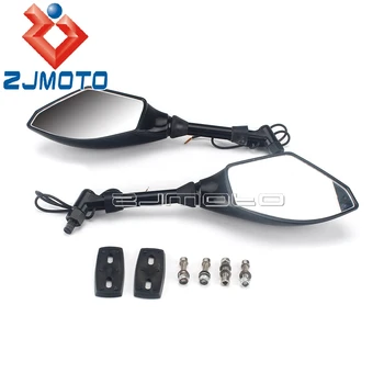 2stk/Par Motorcykel Side Spejle Scooter Rear View Mirror W/LED-blinklys Lys For Honda, Yamaha FZR600 YZF BMW R1200GS F800