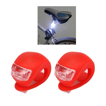 2x Silikone LED baglygte Cykling Forlygte Baglygte Vandtæt Lommelygte Lampe