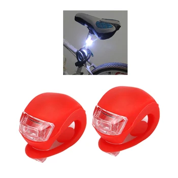2x Silikone LED baglygte Cykling Forlygte Baglygte Vandtæt Lommelygte Lampe