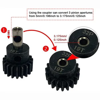 3.175 mm til 5 mm Pinion Reducer Muffe-Adapter Aksel Motor Aksel Skifte Over til RC-Motor 3650 550 540 Pinion Gear Del