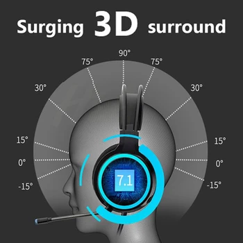 3,5 mm Gaming Headset Hovedtelefoner Surround Sound Stereo Kabel Hovedtelefon til PC Bærbare computer med Mikrofon