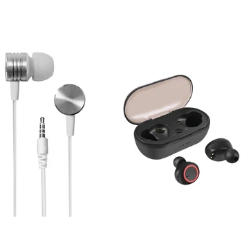 3,5 mm I-Øret Stereo Øretelefoner, Hovedtelefoner Headset med Bluetooth-Headset 5.0 Binaural Opkald Bluetooth-Headset Sport Headset