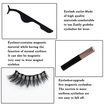 3/5 Par Magnetiske Vipper Naturlige Kvinder Makeup 3D Mink Falske Øjenvipper Magnet Udvidelse Dounle Flydende Eyeliner&Tweezer Sæt Værktøj