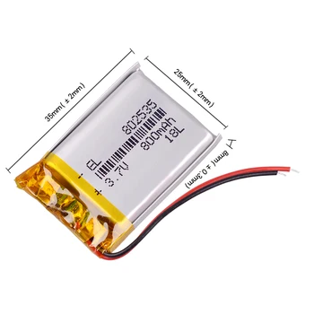 3,7 V 800MAH lithium batteri polymer batteri 802535 Bluetooth-DVR-afspiller dashcam optager Registrator