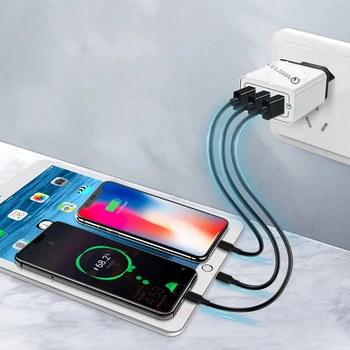 3 Port USB Bil Afgift Hurtig Mini-Hurtig Opladning 3.0 Adapter Til iPhone, Samsung Xiaomi Huawei Mobil Oplader Adapter i Bil