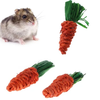 3 STK Hamster Toy Interessant, Gulerod, Græs Formet Kanin Tyggelegetøj Små Dyr Mus Hamster kan Bide Resistente Tænder Rengøring af Legetøj