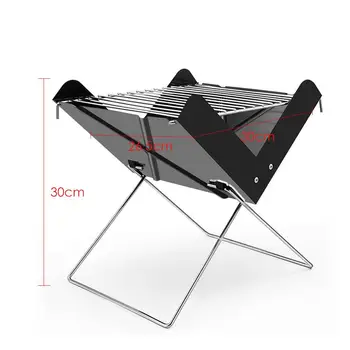 30*26.5*30cm Udendørs Grill X-Formet Sammenklappelig Grill Transportabel Grill Camping Kul Kul Grill til 1-3 personer bruger