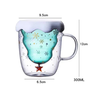 300ML Dobbelt Lag Anti Skoldning af Glas juletræ stjernehimmel kaffebæger Termisk Isolering Morgenmad Mælk Cup Børns Gave