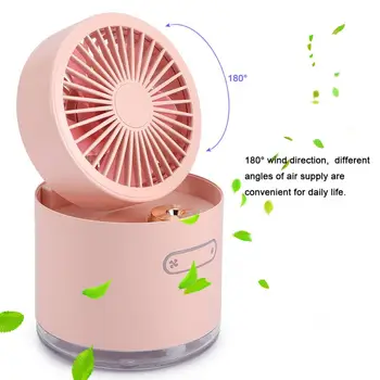 300ml Luftfugter Fan 2-i-1-Transportabel Mini Fan Luftfugter USB-Opladning Tavs Justerbar Spray Ventilator