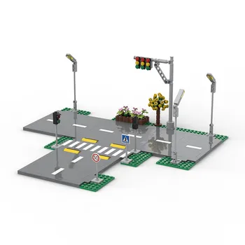 307/342Pcs MOC City-Serien Street View Motorvejen Vejen-Gulvtæppe Fodpladen fodgængerbro byggesten Mursten DIY Kids Legetøj