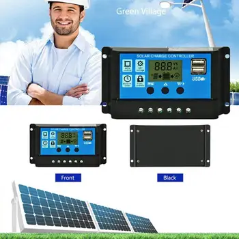 30A Solar laderegulator HD LCD-Skærm Auto Arbejde Solar laderegulator Dual USB Auto PWM Output Solcelle Panel Regulator