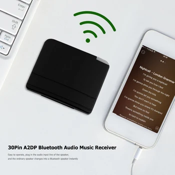 30Pin 2.0 A2DP Audio Music Receiver 2480Mbps DC 5V 2400MHz Mini 30 Pin Adapter Til TV, Computer Transmission inden for 10m