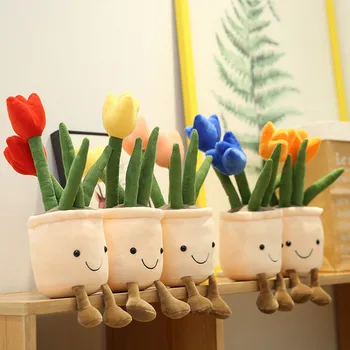 35 cm Plys Tulip Planter Simulering Rum Udsmykning tøjdyr Kreative Potteplanter Pude i Blød Dukke til Børn Piger Fødselsdag Gave