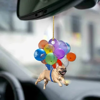 #35 Kawaii Indretning Sød Hund i Bil Hængende Ornament Med Farverig ballon Hængende Yndig Hjem Decors Tilbehør til Udsmykning