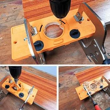 35 mm Hængsel Hul Locator Jig Boring Guide DIY Tømrer Værktøj til Træbearbejdning Sæt Hulning huller Boret Guide Kit HVR88