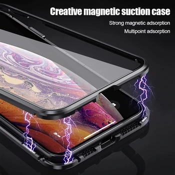 360 Magnetiske Adsorption Metal Case Til iPhone 12 11 Pro XS Max X XR Dobbelt-Sidet Glas cover Til iPhone 7 8 6s Plus SE 2020 Dække