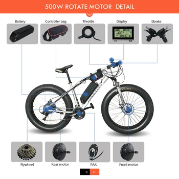 36V500W 48V500W Sne Elektrisk Cykel Konvertering Kit Bag Rotere Børsteløs Gear Hub Motor Hjul, 20