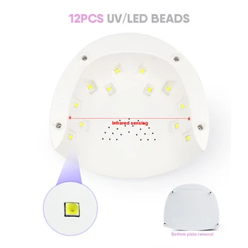 36W UV-LED Neglelak, Lim Lampe Nail Art Gelé Tørretumbler C-nder Lys Timer Lysbehandling Maskine