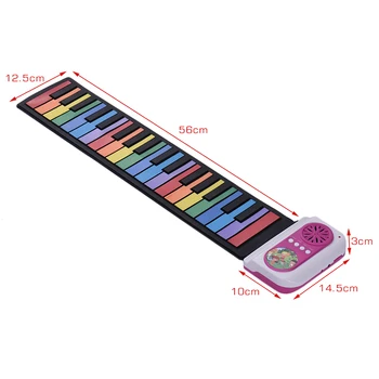 37-Tasten Bærbare Roll-Up Klaver Silicium Elektronisk Tastatur Farverige Nøgler Indbygget Højttaler Musikalsk Legetøj for Børn
