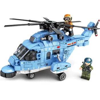 375 Stk Militære Z-18 Nytte Helikopter Byggesten Fly Hær Våben Soldat Model Mursten Kit Legetøj For Børn