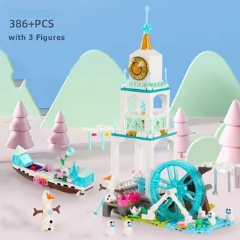 386pcs Is Snow Princess Båden Drivende byggesten Ven Pige Tal Slot Vand Wheel Park Mursten Legetøj For Børn